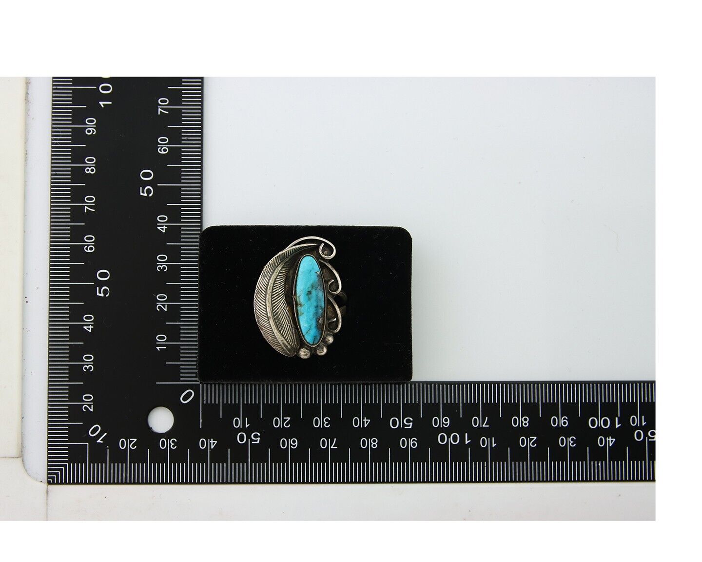 Navajo Ring 925 Sterling Blue Turquoise Native American Artist C.80's