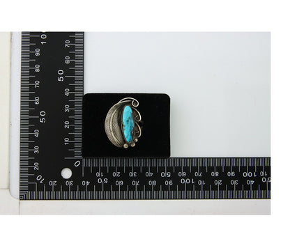 Navajo Ring 925 Sterling Blue Turquoise Native American Artist C.80's