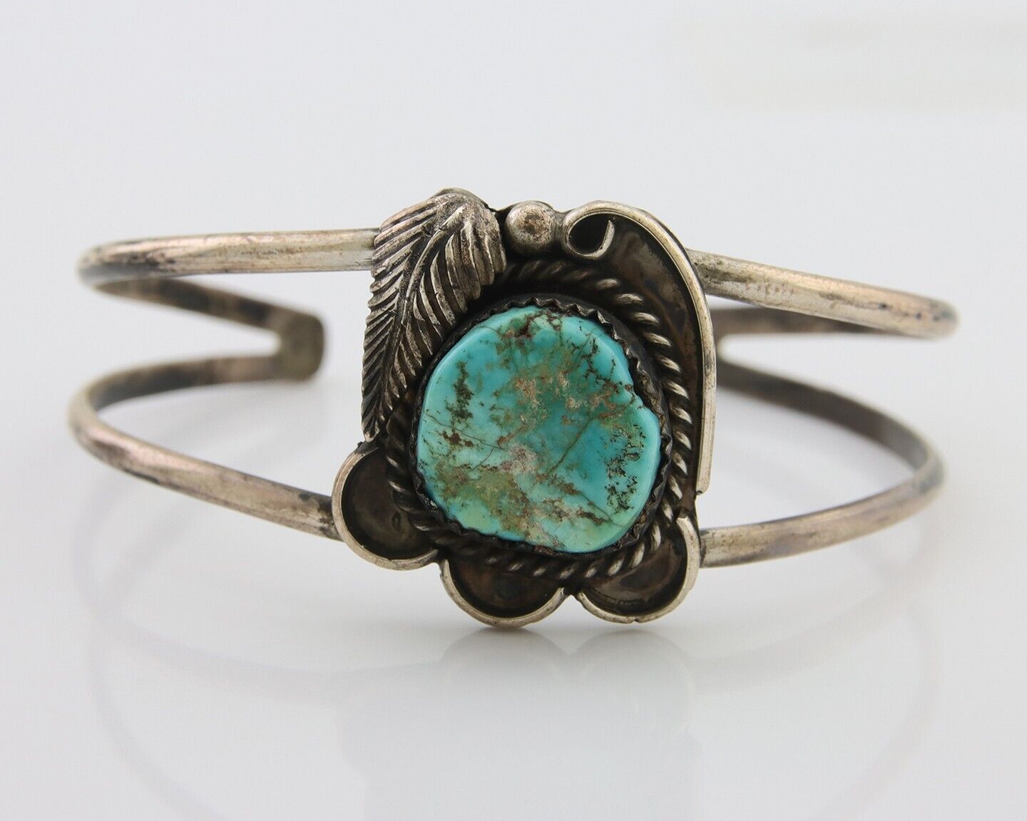 Navajo Bracelet 925 Silver Blue Turquoise Native American Artist C.80's