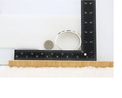 Navajo Cuff Bracelet Sterling Silver Natural Malachite Vintage Signed R Long Sr