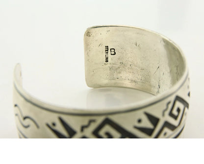 Navajo Cuff Bracelet 925 Sterling Silver Vintage Handmade Signed B Piaso