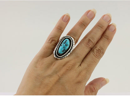 Navajo Ring 925 Silver Turquoise Native American Artist C.80's