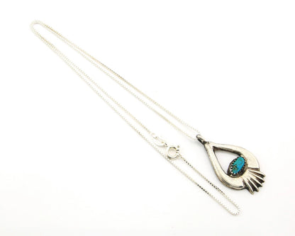 Navajo Necklace Sterling Silver Blue Turquoise Vintage Native Artist