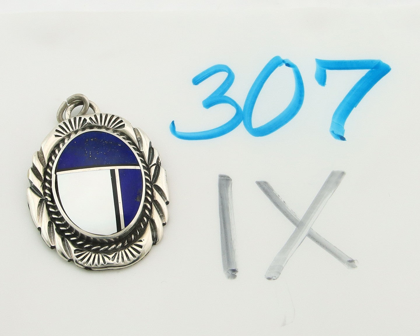 Navajo Pendant Sterling Silver Natural Gemstone Vintage Signed Bull Head