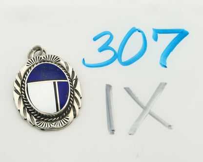 Navajo Pendant Sterling Silver Natural Gemstone Vintage Signed Bull Head