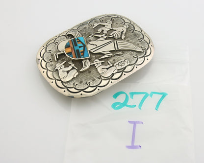 Navajo Belt Buckle 925 Sterling Silver Signed Floyd Becenti 3x4 in C.80's