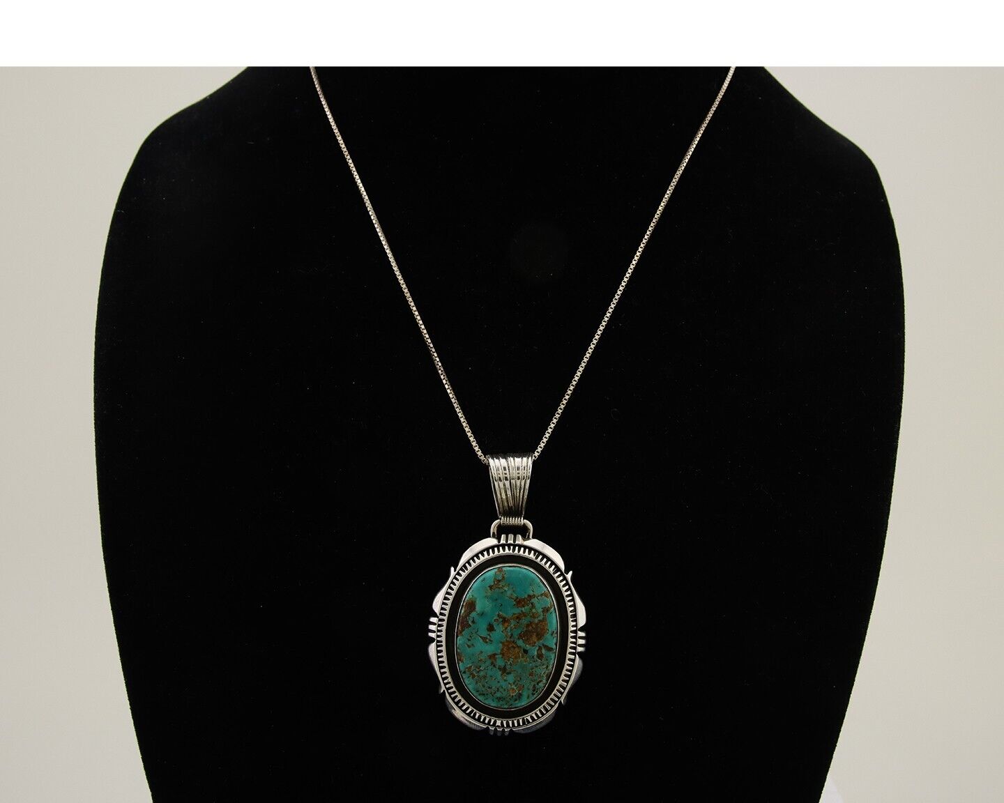 Navajo Necklace 925 Silver Natural Turquoise Artist Signed Mike Begay C.80's