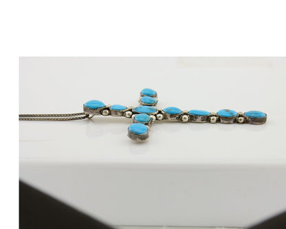 Navajo Necklace 925 Silver Natural Turquoise Native American Artist C.80's