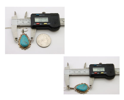 Navajo Necklace 925 Silver Natural Blue Turquoise Artist Signed TALHAT C.80s