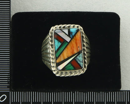 Vintage Navajo Ring 925 Sterling Natural Gemstone Signed C Montoya Size 10