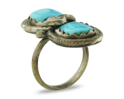 Vintage Zuni Ring 925 Sterling Silver Turquoise Signed Effie C Size 6.5