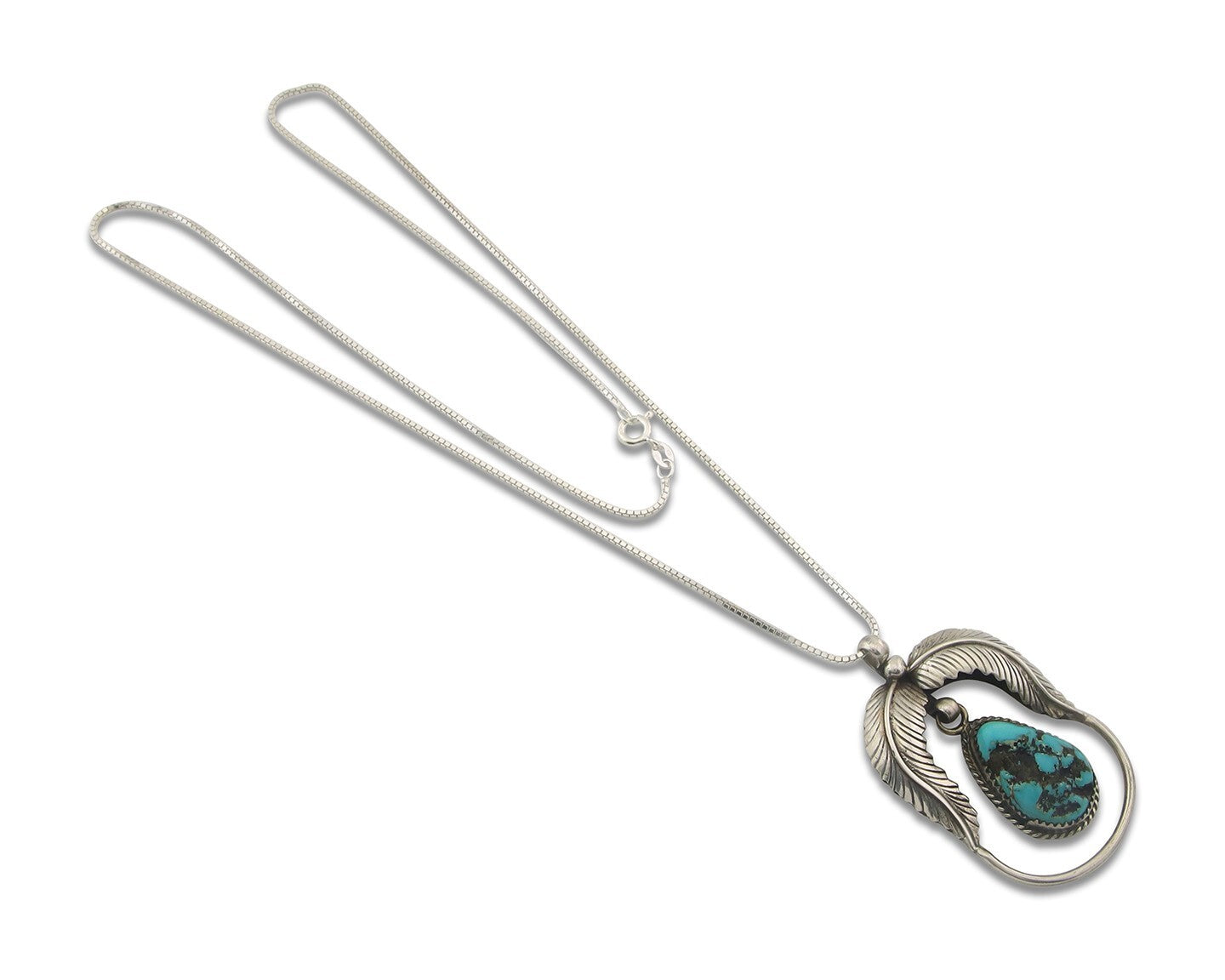 Navajo Sterling silver Necklace Turquosie Authentic Vintage Artist Signed