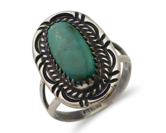 Navajo Handmade Ring 925 Silver Kingman Turquoise Size 5.25 C.80's