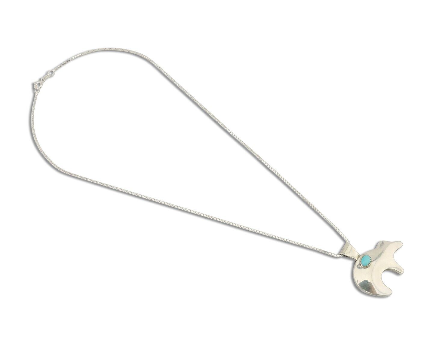 Navajo Spirit Bear Necklace Pendant 925 Sterling Silver Signed C C.80's