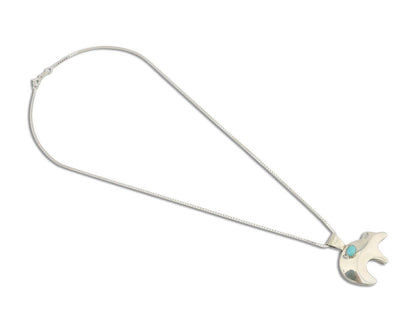 Navajo Spirit Bear Necklace Pendant 925 Sterling Silver Signed C C.80's