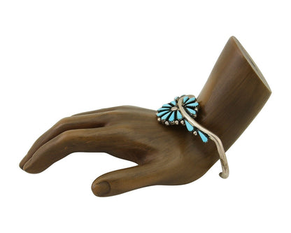 Navajo Bracelet 925 Silver Natural Blue Turquoise Signed BY C.80's