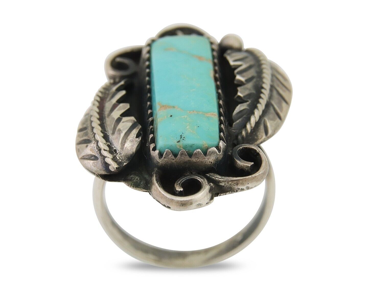 Navajo Handmade Ring 925 Silver Natural Turquoise Native Artist C.80's