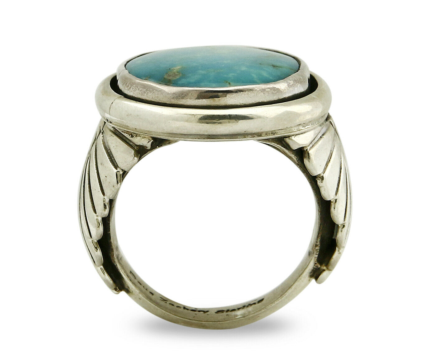 Navajo Ring .925 Silver Turquoise Handmade Signed Doug Zachary C.1980's