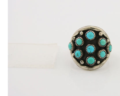 Navajo Ring 925 Sterling Silver Turquoise Artist IJC C.80's Men Size 12.5