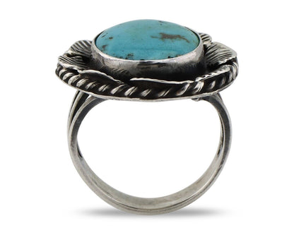 Navajo Ring 925 Silver Blue Turquoise Artist Signed DC C.80's