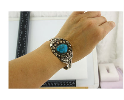 Vintage Navajo Bracelet 925 Silver Turquoise Traditional Handmade Authentic