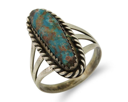 Navajo Ring 925 Sterling Nevada Turquoise Native American Artist C.80's