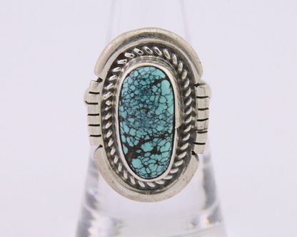 Navajo Ring 925 Silver Spiderweb Turquoise Signed Jon McCray C.80's
