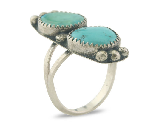 Vintage Navajo Ring 925 Sterling Authentic Turquoise Size 9.0