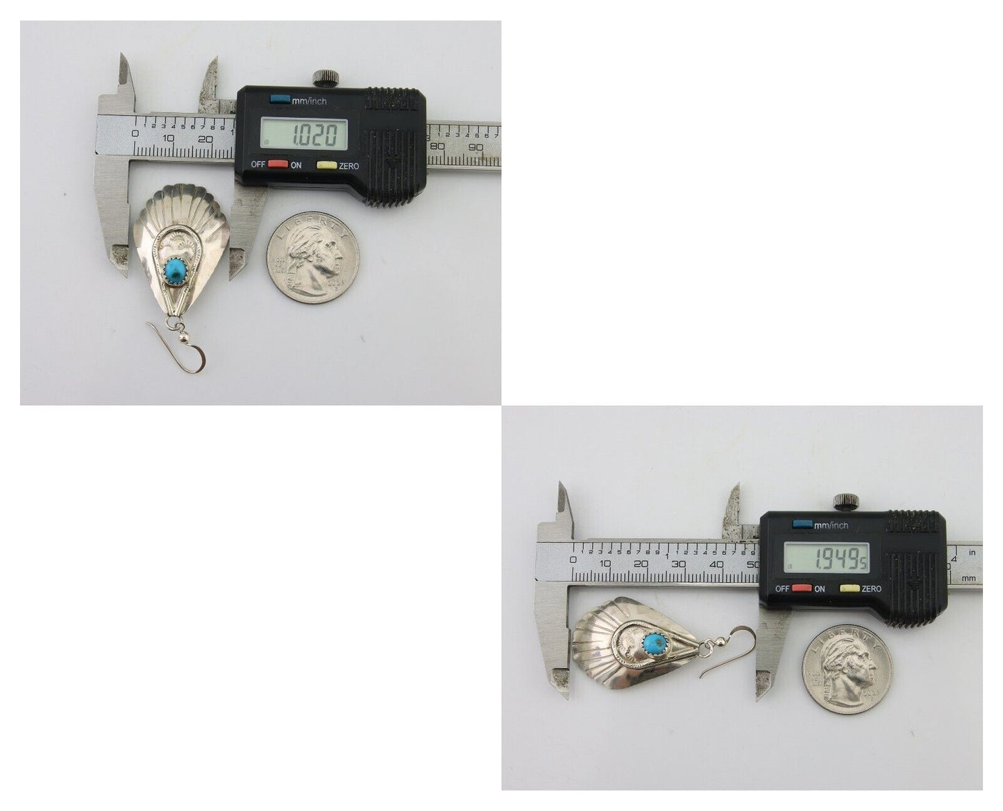 Navajo Earrings 925 Silver Turquoise Artist Signed Dean Brown C.80's