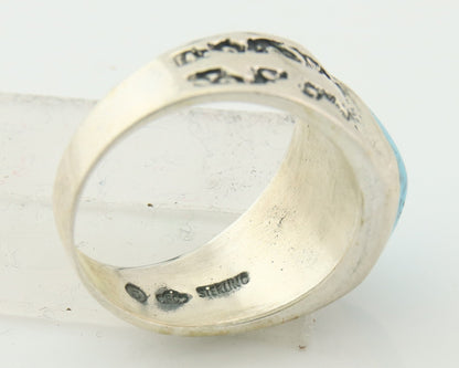Men Vintage Nugget Ring 925 Sterling Turquoise Artist Signed SC Size 10