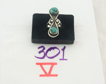 Vintage Navajo Ring 925 Sterling Authentic Traditional Turquoise Size 6.5