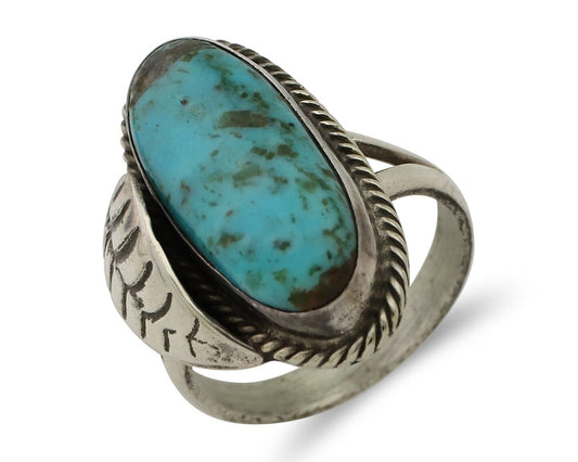 Navajo Handmade Ring 925 Silver Natural Turquoise Native American Artist C.80's