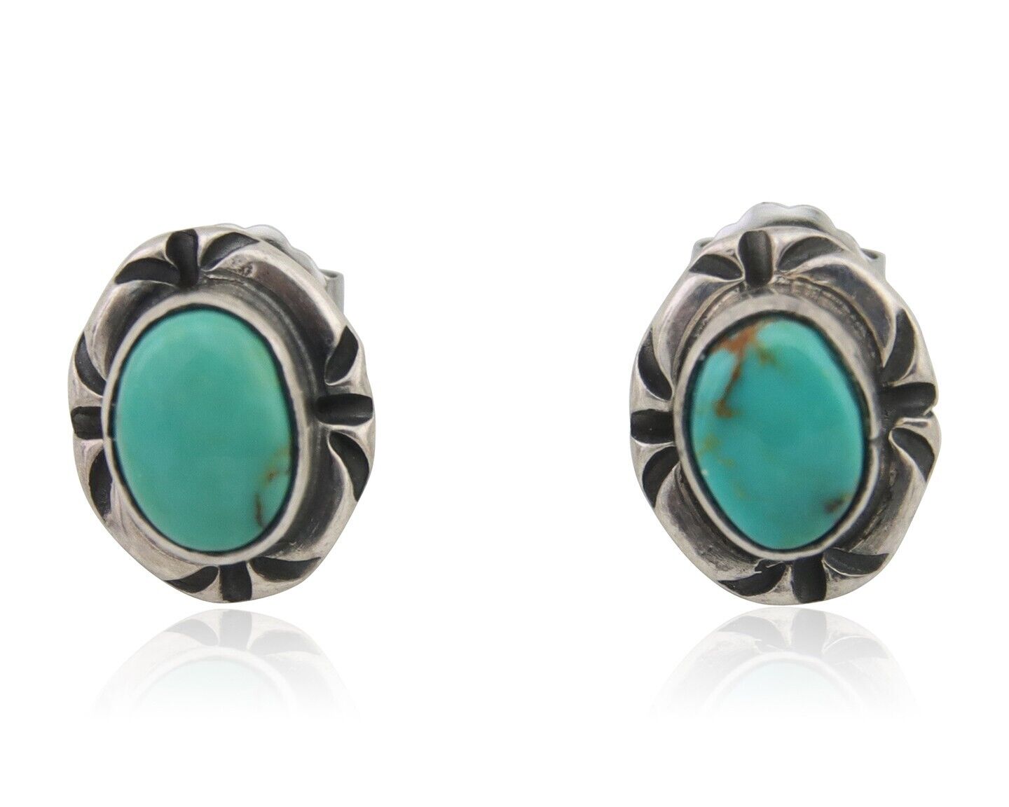 Navajo Earrings 925 Silver Turquoise Native American Artist C.80's