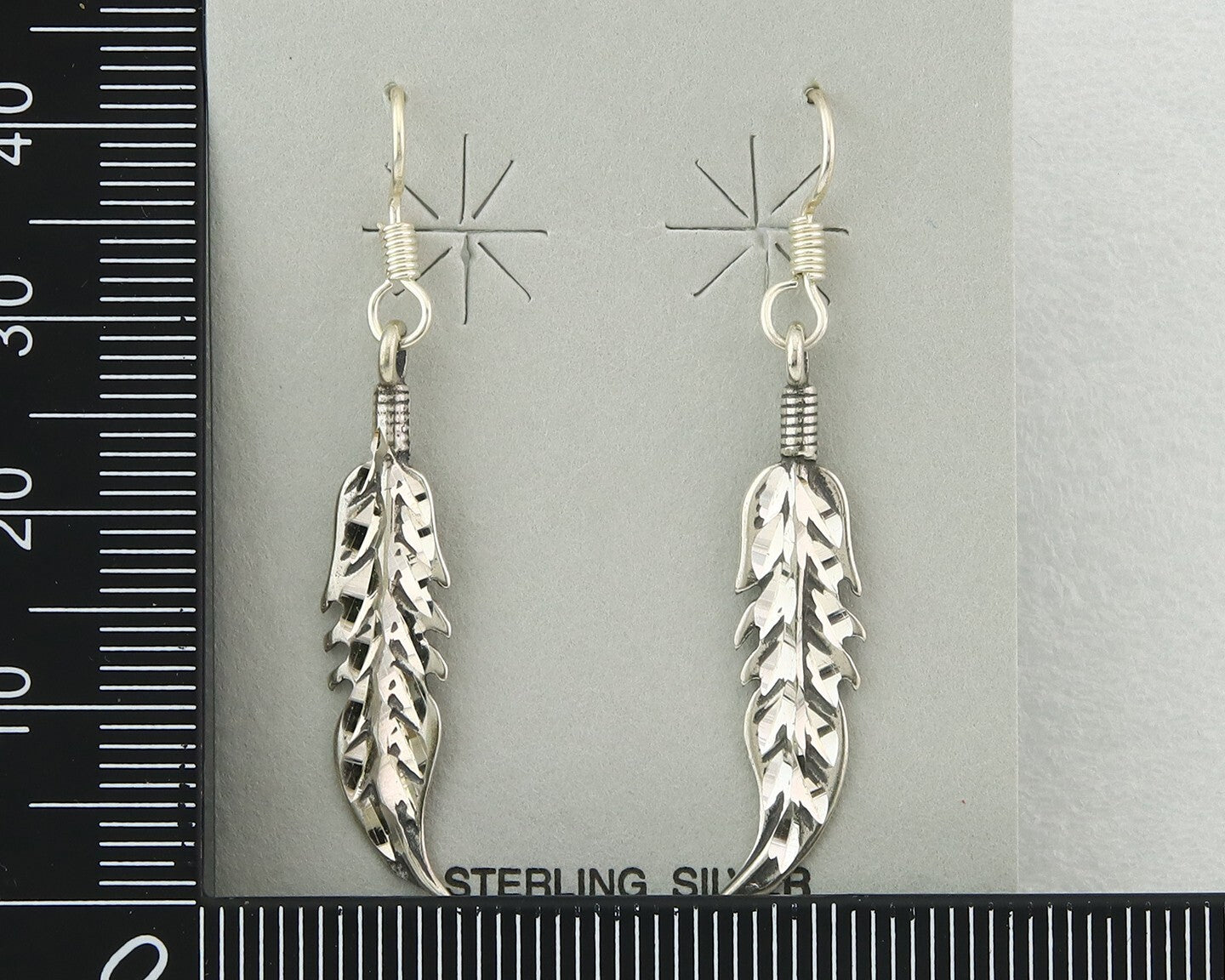 Navajo Feather Earrings Sterling Silver Dangle Vintage Authentic Signed Masha
