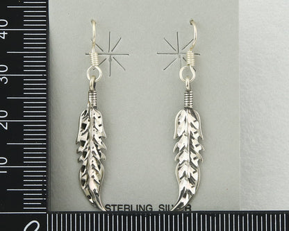Navajo Feather Earrings Sterling Silver Dangle Vintage Authentic Signed Masha