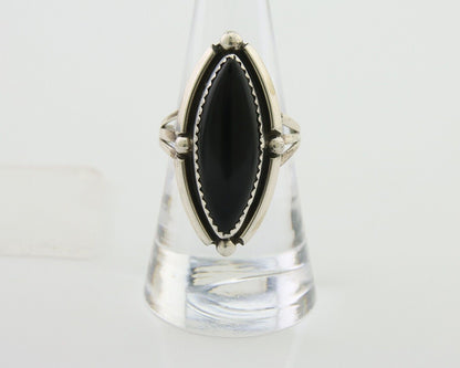 Navajo Handmade Ring 925 Silver Black Onyx Artist Signed SC C.80's