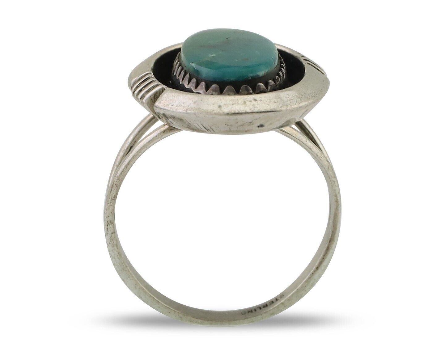 Navajo Ring 925 Silver Natural Turquoise Native American Artist C.80's