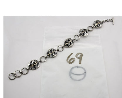 Navajo Cuff Bracelet Sterling Silver & 14k Gold Vintage Signed RT C.80's