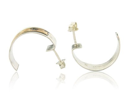 Navajo Hoop Earrings 925 Silver & Gold Artist Signed Randall Endito C.80's