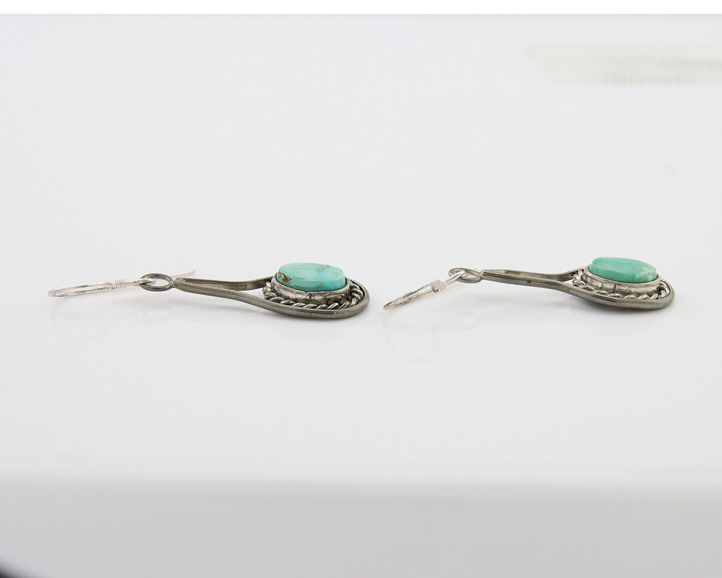 Navajo Dangle Earrings 925 Silver Natural Turquoise Native American Artist C.80s