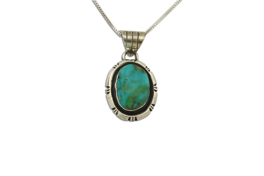 Navajo Necklace 925 Silver Natural Turquoise Artist Signed UP C.80's