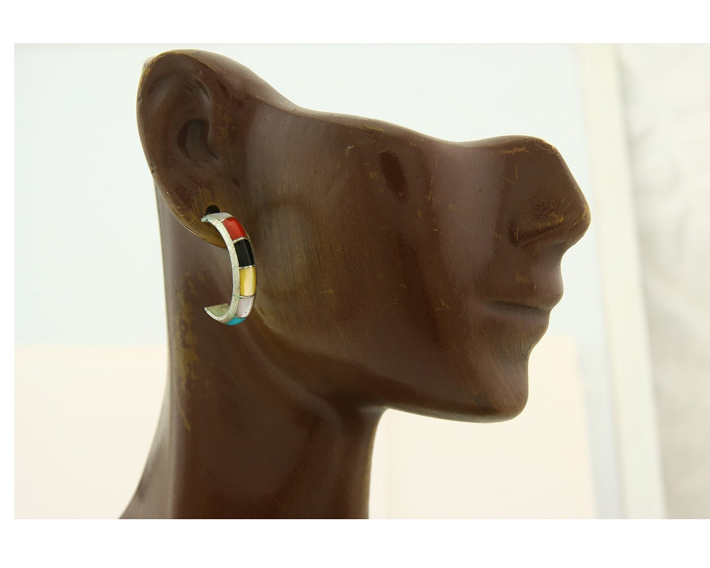 Navajo Earrings 925 Silver Natural Gemstone Native American Artist C.80's