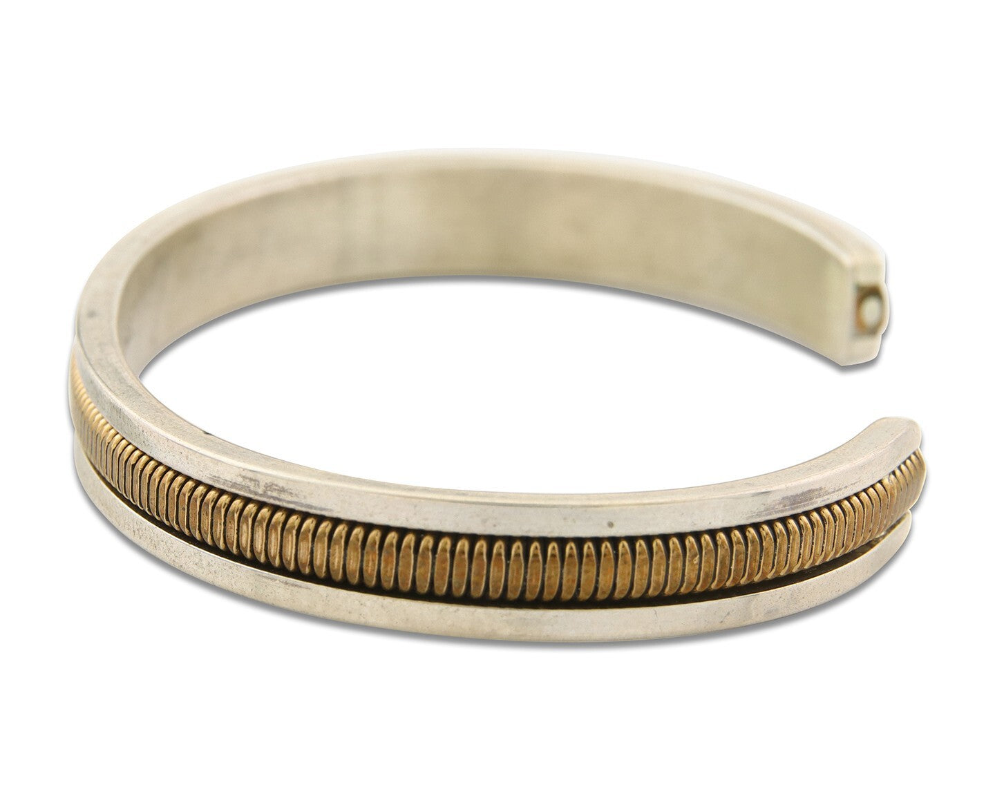 Navajo Bracelet 925 Silver & 12k Yellow Gold Filled Signed TAHE C.80's