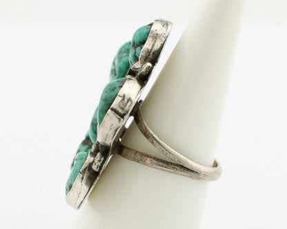 Navajo Ring 925 Silver Natural Seafoam Turquoise Artist Signed R C.80's