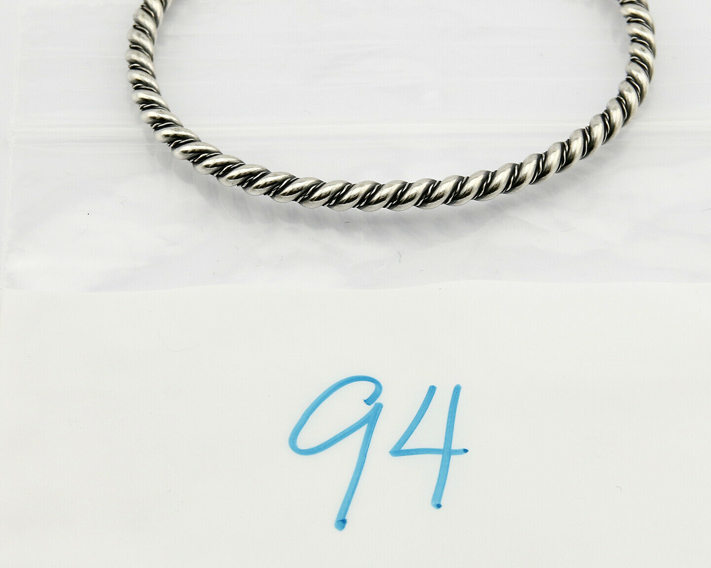 Navajo Montoya 3.8 mm Wide Signed Unknown Artist .925 Silver Handmade Bracelet