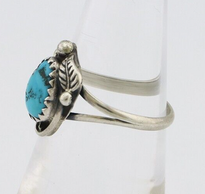 Navajo Ring 925 Silver Sleeping Beauty Turquoise Signed SkyStone Creations C80s