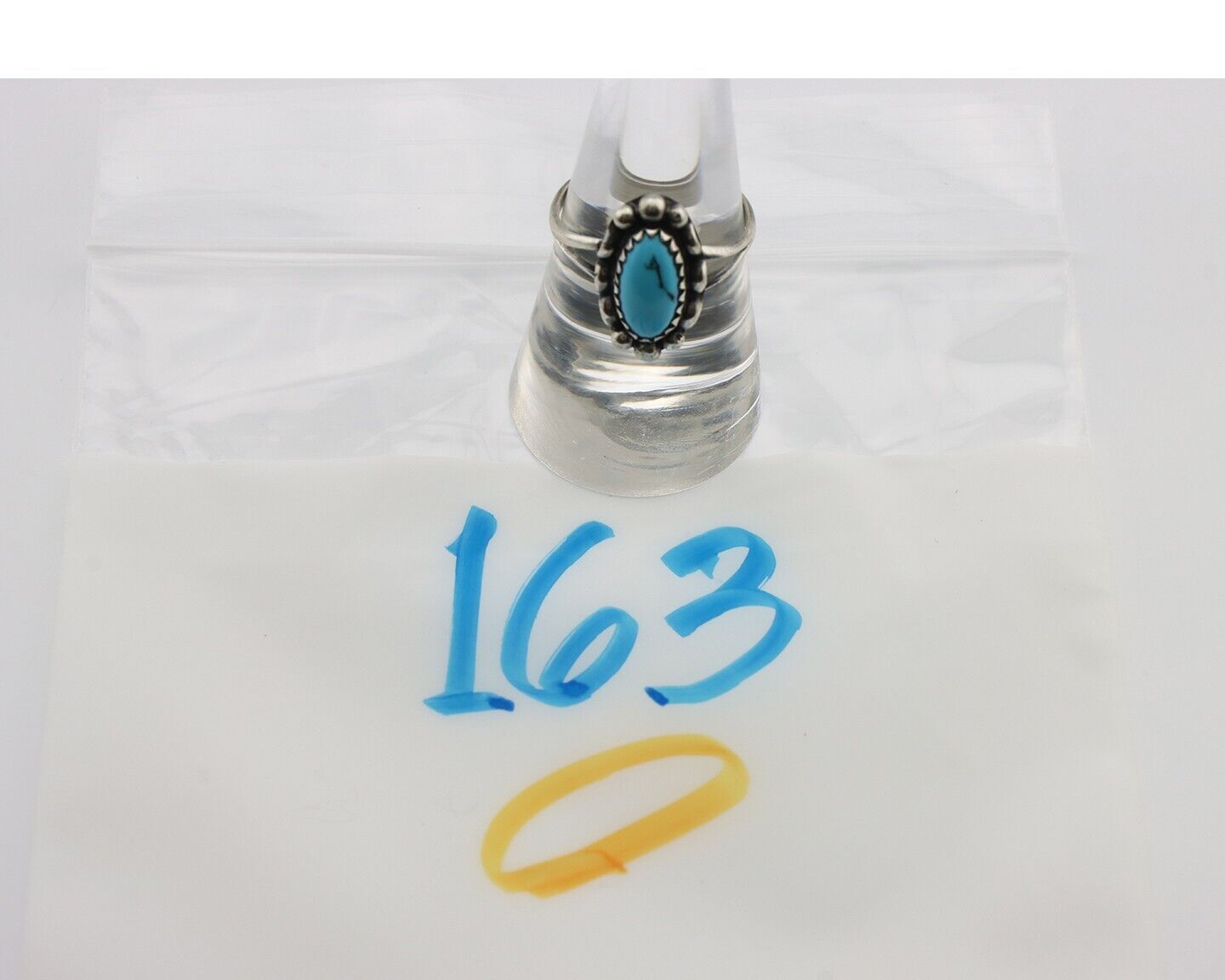 Navajo Ring 925 Silver Sleeping Beauty Turquoise Signed SkyStone Creations C80s