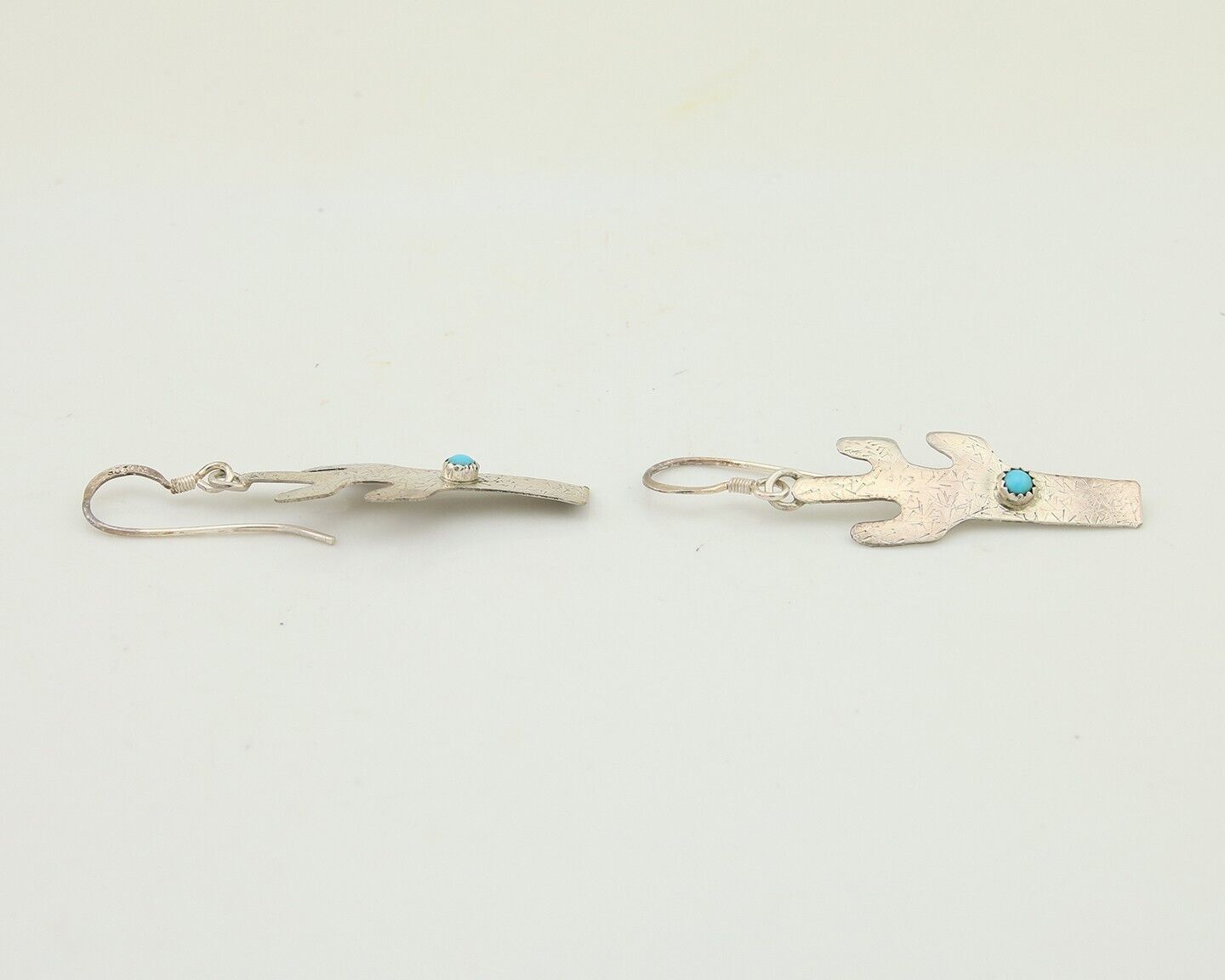 Navajo Cactus Earrings 925 Silver Natural Turquoise Native Artist C.80's