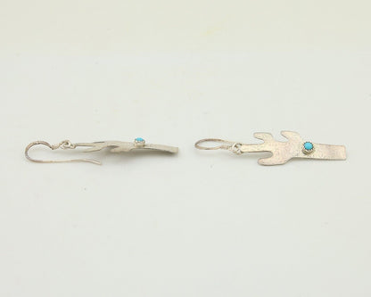 Navajo Cactus Earrings 925 Silver Natural Turquoise Native Artist C.80's