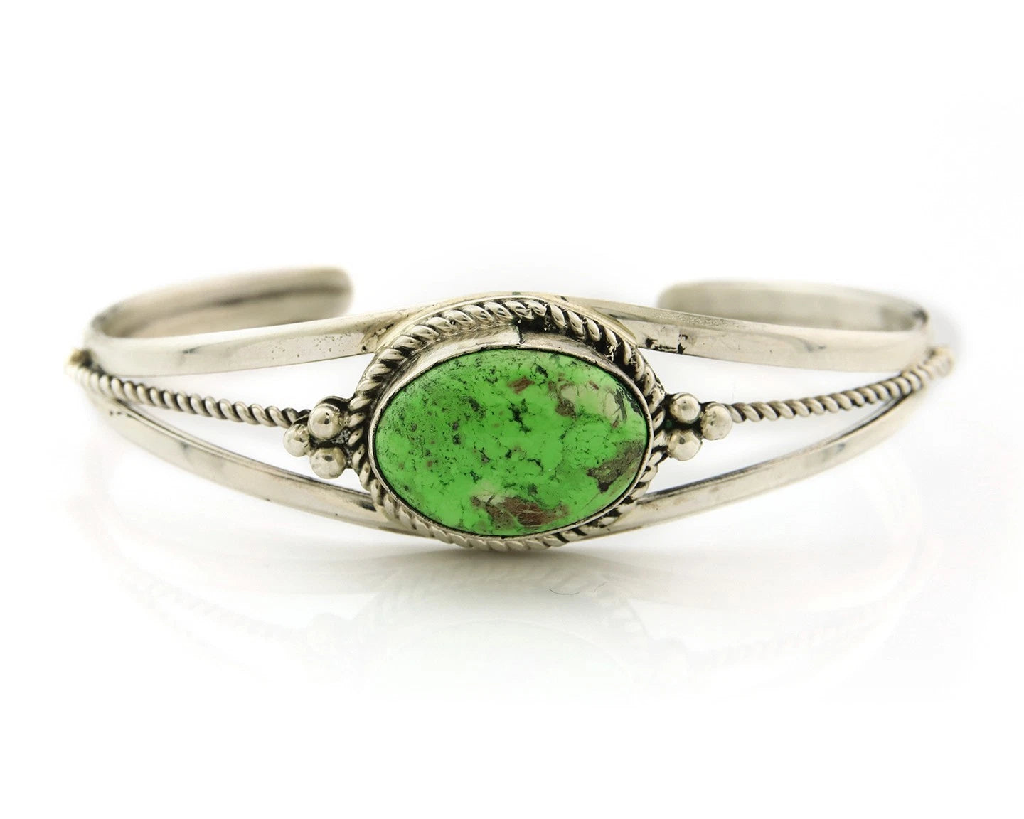 Navajo Cuff Bracelet Sterling Silver Green Turquoise Vintage